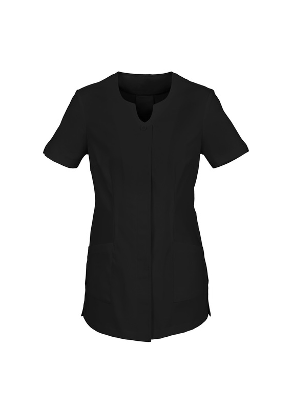 Eden Stretch Button through Health Tunic - Black