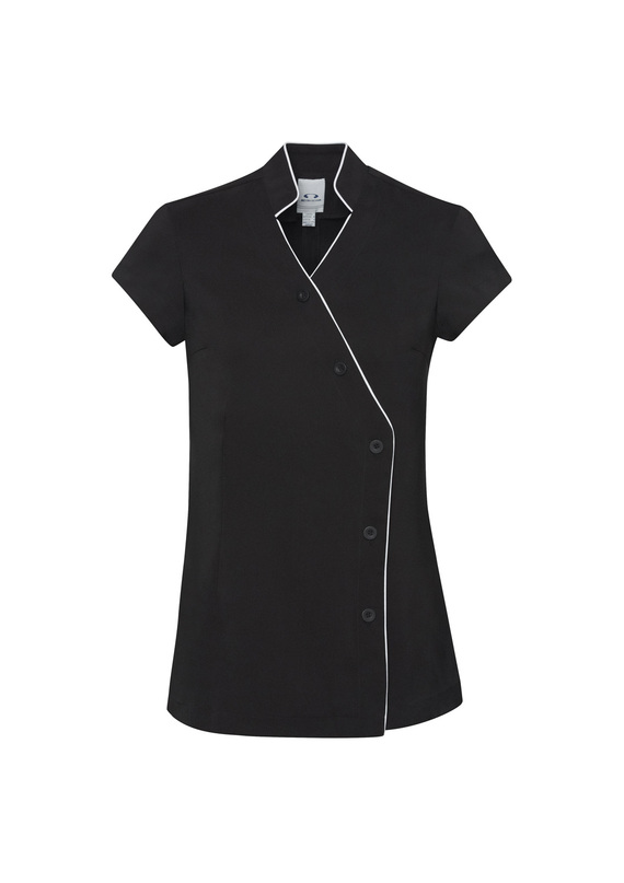 Zen Stretch Crossover Medical Tunic - Black/White