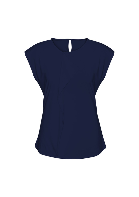 Mia Pleat Soft Jersey Knit Top - Women - Midnight Blue