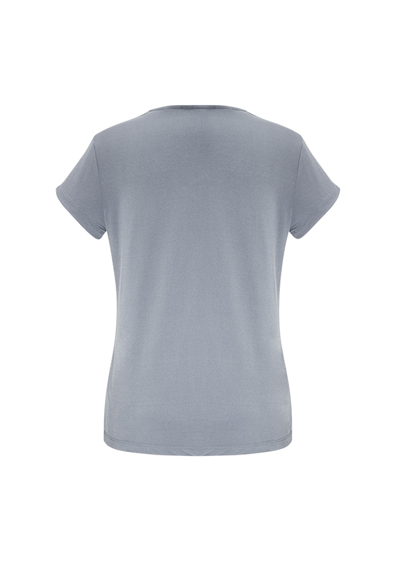 Lana V-neck Jersey Knit Short Sleeve Top - Back View