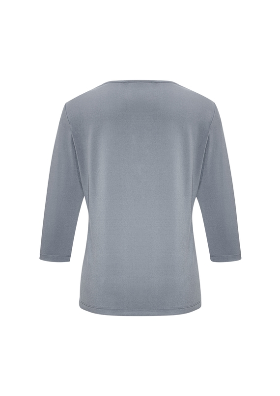 Lana V-Neck Jersey Knit 3/4 Sleeve T-Top - Back View