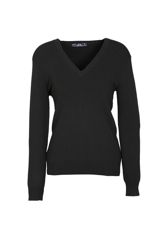 V Neck Viscose/Nylon Pullover - Women - Black