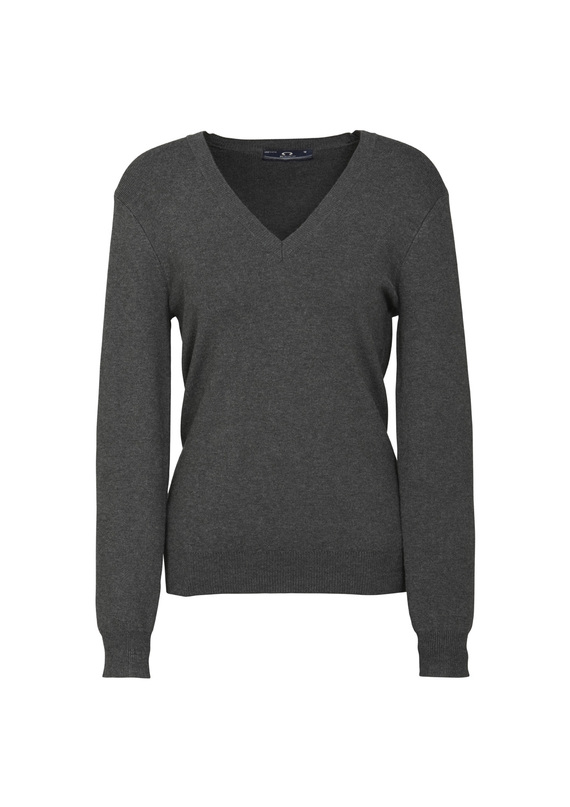 V Neck Viscose/Nylon Pullover - Women - Charcoal