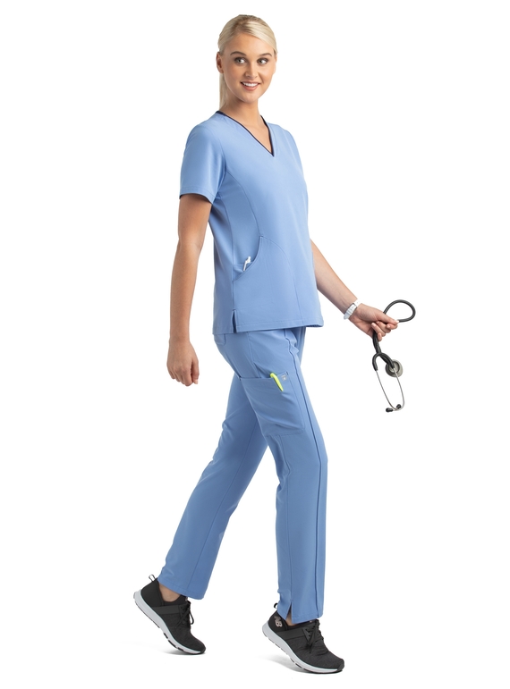Matrix Impulse Contrast Curved V Neck Scrub Top - Women