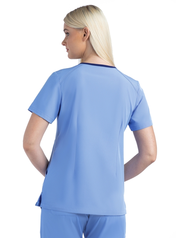 Matrix Impulse Contrast Curved V Neck Scrub Top - Women
