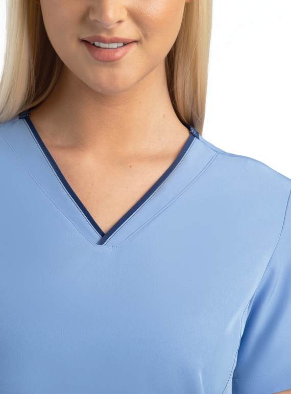 Matrix Impulse Contrast Curved V Neck Scrub Top - Women