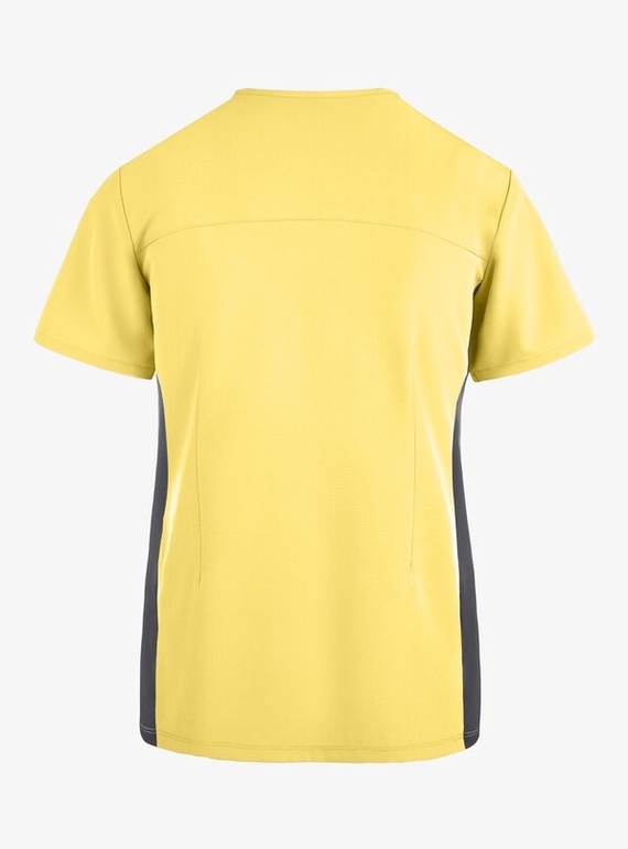 Matrix Impulse Contrast Knit Panel Mock Wrap Scrub Top - Women