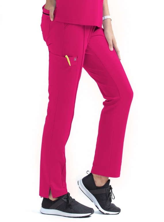 Matrix Impulse Full Elastic Waistband Scrub Pant - Women - Hot Pink/Black Trim
