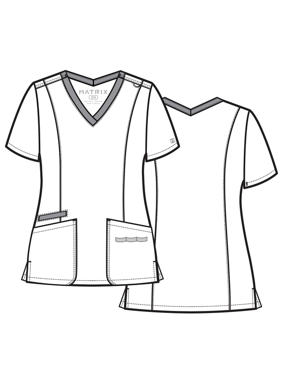 Matrix Contrast Double V-Neck Scrub Top - Women