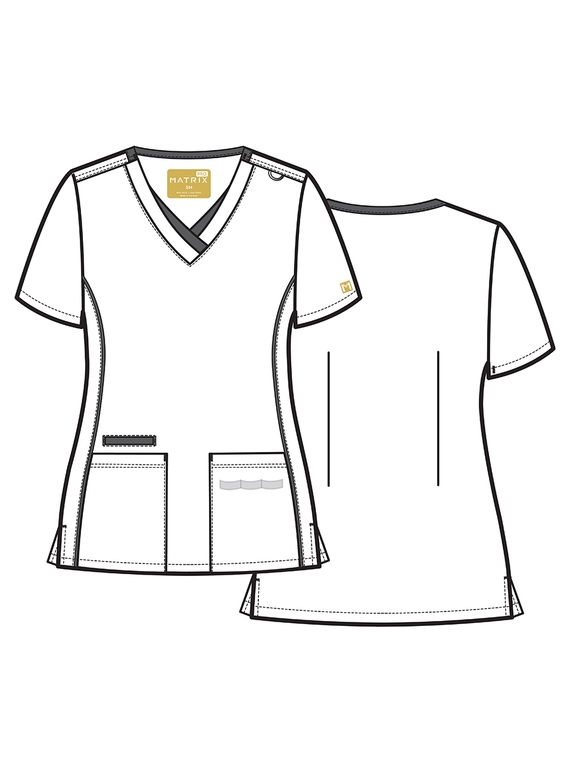 Matrix Pro Contrast Layered V-neck Scrub Top - Women - Style detail