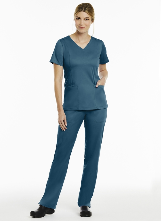 Matrix Double V-Neck Scrub Top - Women - Caribbean Blue