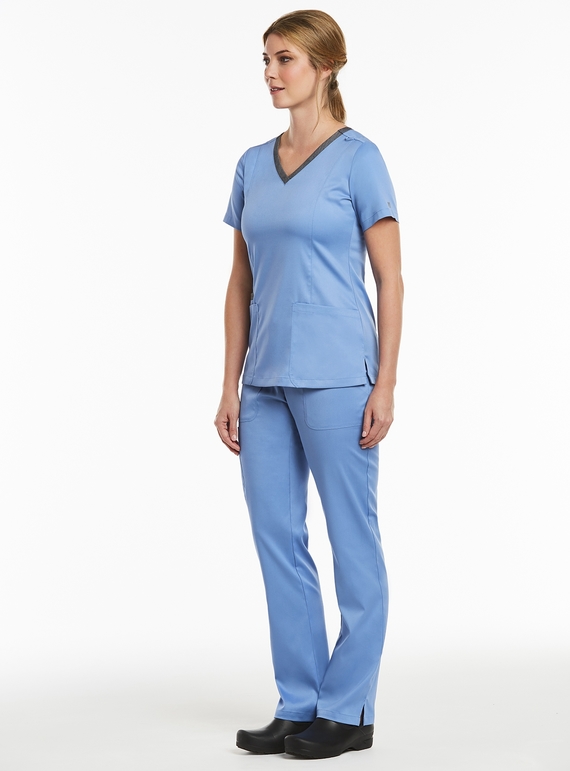 Matrix Contrast Double V-Neck Scrub Top - Women