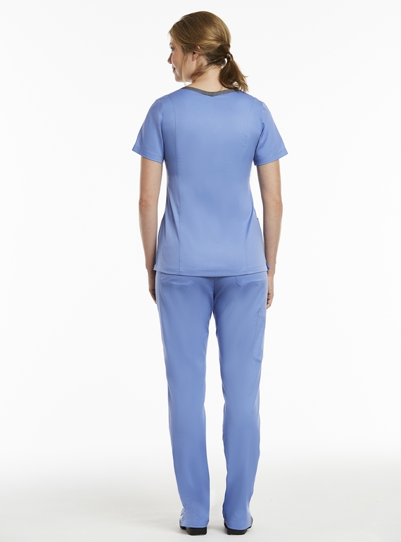 Matrix Contrast Double V-Neck Scrub Top - Women
