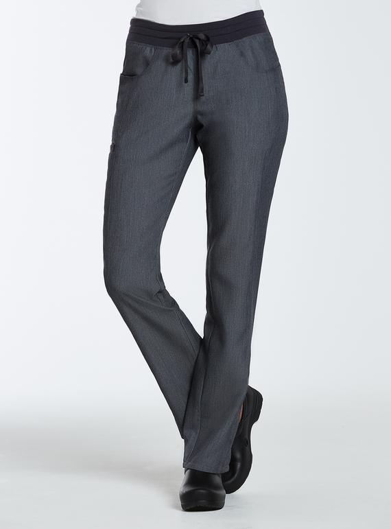 Matrix Pro Contrast Yoga Band Scrub Pants - Women - Heather Grey