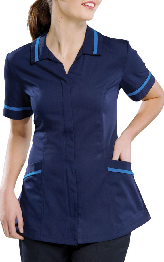 Pacifica  Nurses Teflon Treated Tunic - Navy/Cobalt Trim