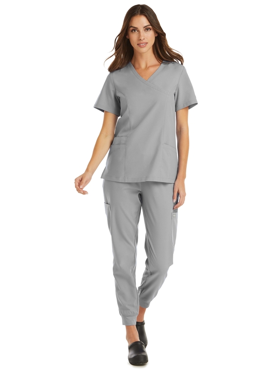 Momentum Mock Wrap Neck Scrub Top - Women