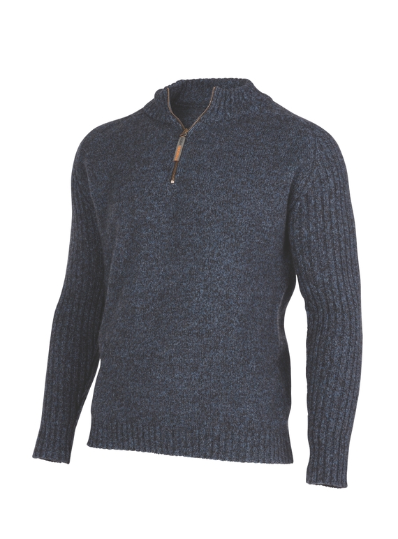 Mount Zip Sweater - Possum/Merino Blend - Blue Jeans