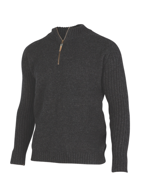 Mount Zip Sweater - Possum/Merino Blend - Charcoal