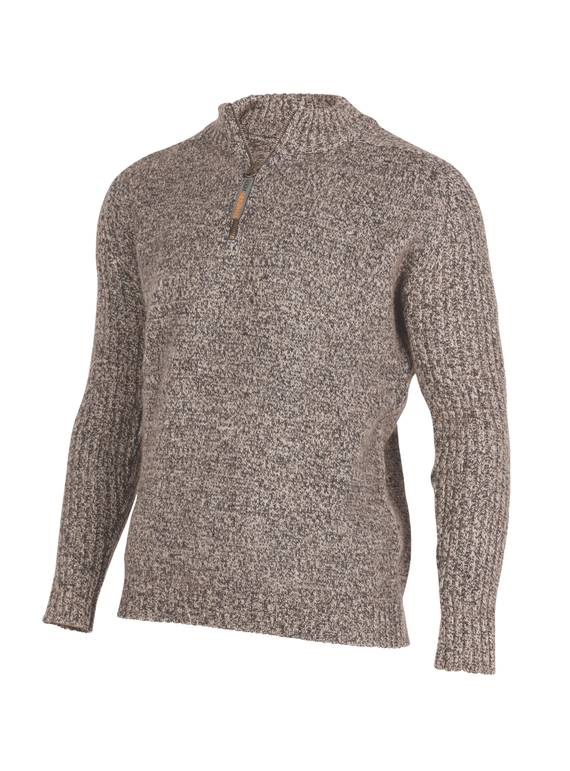 Mount Zip Sweater - Possum/Merino Blend - Flax