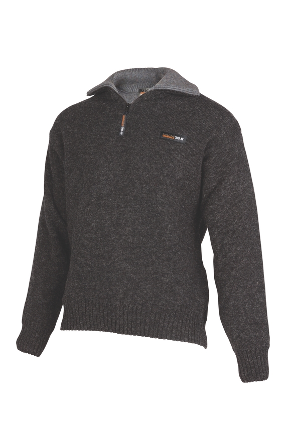 Tasman 36.6 Zip and Collar Sweater - MKM logo - Coal
