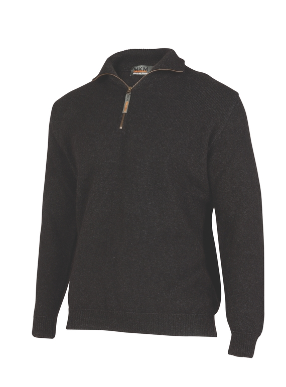Legend Zip and Collar Sweater - Recycled Eco Blend - Charcoal