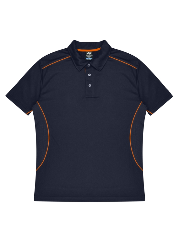 Kuranda Polo Shirt - Men - Polyester, New mesh knit - Navy/Fluoro Orange