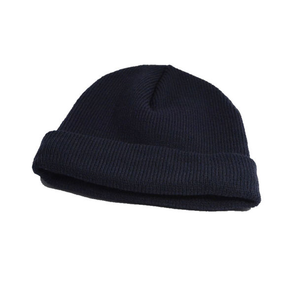 Wool Blend Knit Beanie - Navy
