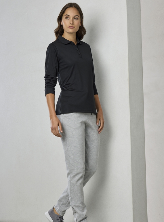 Action Recycled Polyester Long Sleeve Polo Shirt - Women  - Black