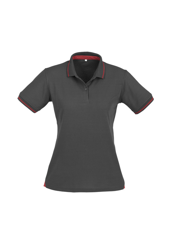 Jet Cotton Backed BIZCOOL Polo Shirt - Women - Steel Grey/Red