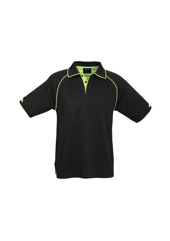 Fusion BIZ COOL Cotton Backed Polo Shirt - Men - Black/Fluoro Lime