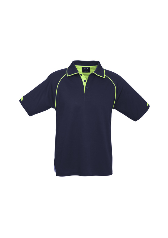 Fusion BIZ COOL Cotton Backed Polo Shirt - Men - Navy/Fluoro Lime