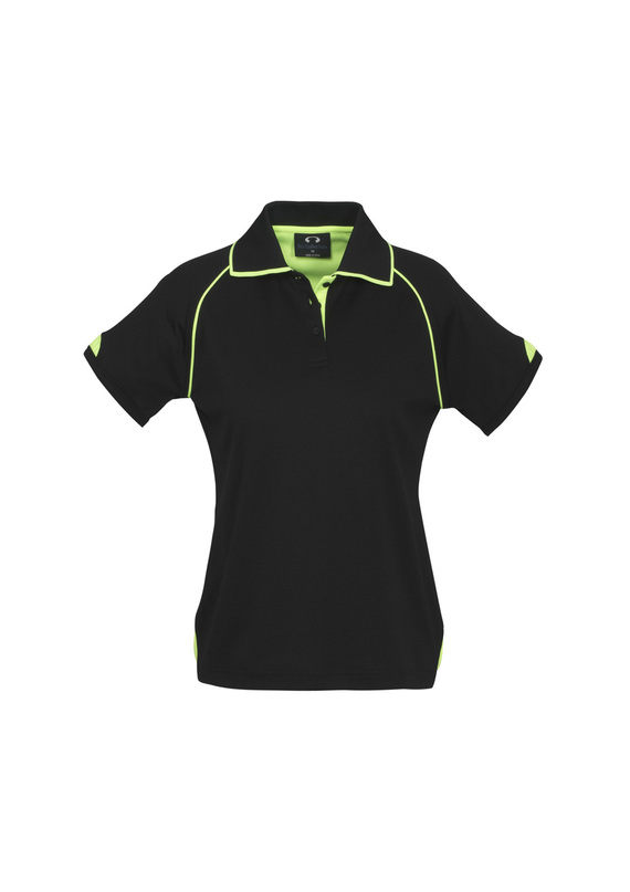 Fusion BIZ COOL Cotton Backed Polo Shirt - Women - Black/Fluoro Lime
