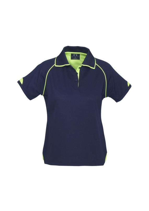 Fusion BIZ COOL Cotton Backed Polo Shirt - Women - Navy/Fluoro Lime