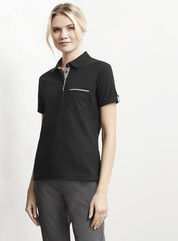 Edge Poly/Cotton Contrast Polo Shirt - Women
