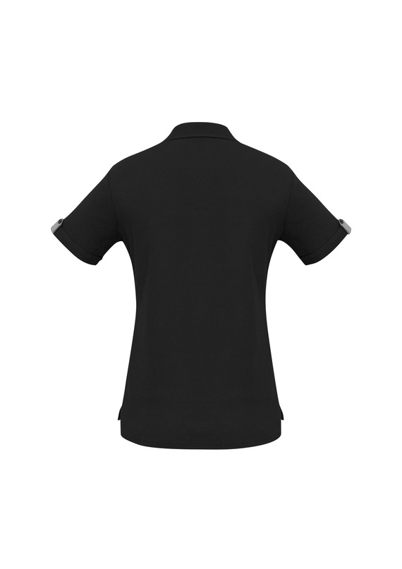 Edge Poly/Cotton Contrast Polo Shirt - Women - Back View
