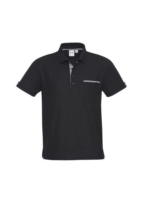 Edge Poly/Cotton Contrast Polo Shirt - Men - Black/Check Trim