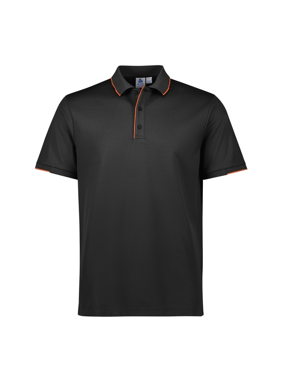 Focus Poly/Cotton Polo Shirt - Men - Black/Orange