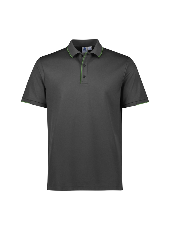 Focus Poly/Cotton Polo Shirt - Men - Grey/Fluoro Lime