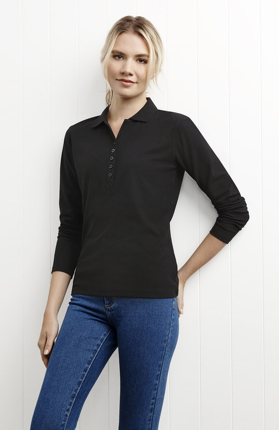 Crew Long Sleeve Poly/Cotton Polo Shirt - Women