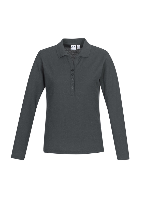 Crew Long Sleeve Poly/Cotton Polo Shirt - Women - Charcoal