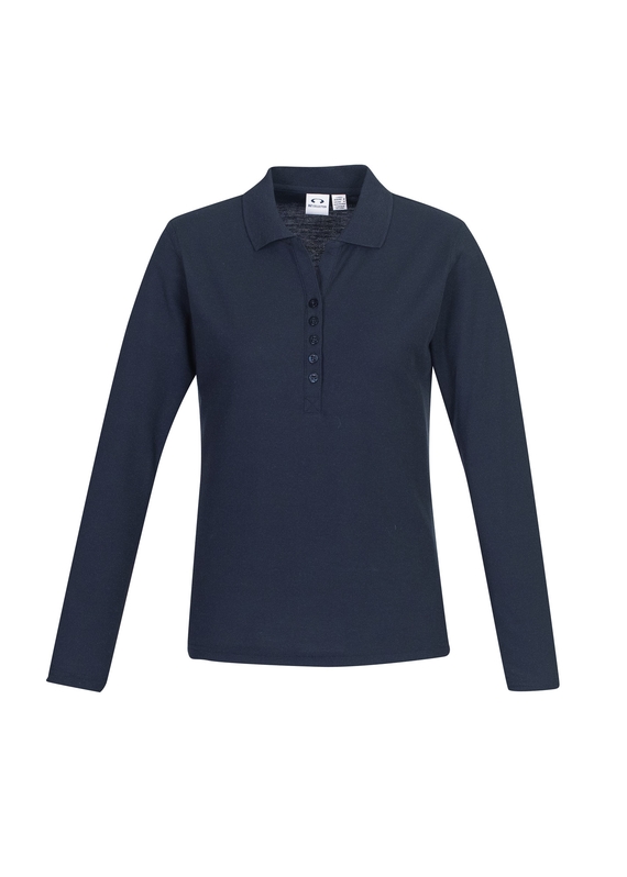 Crew Long Sleeve Poly/Cotton Polo Shirt - Women - Navy