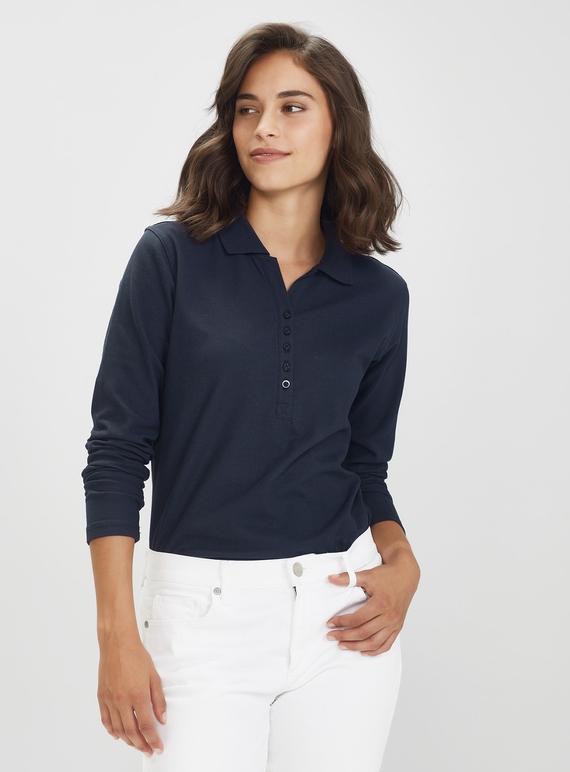 Crew Long Sleeve Poly/Cotton Polo Shirt - Women