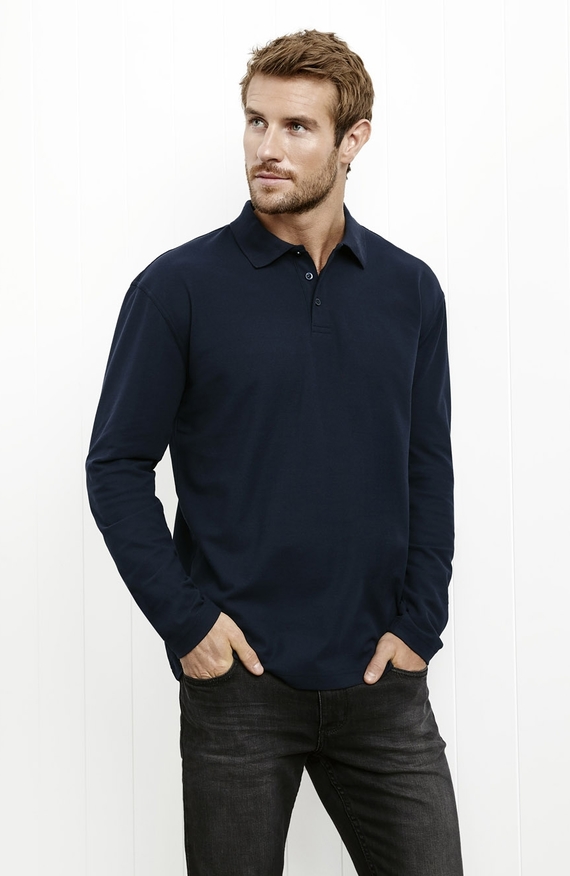 Crew Long Sleeve Poly/Cotton Polo Shirt - Men