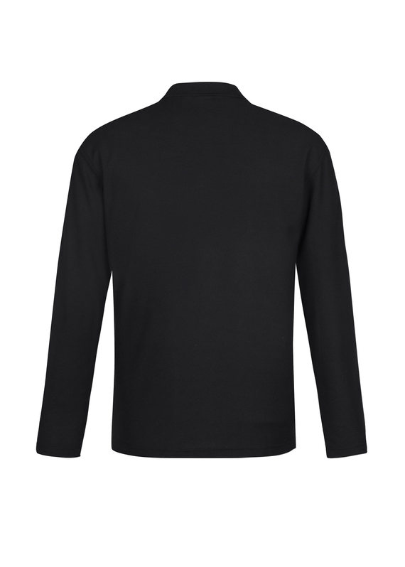Crew Long Sleeve Poly/Cotton Polo Shirt - Men - Black