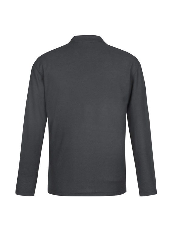Crew Long Sleeve Poly/Cotton Polo Shirt - Men - Charcoal