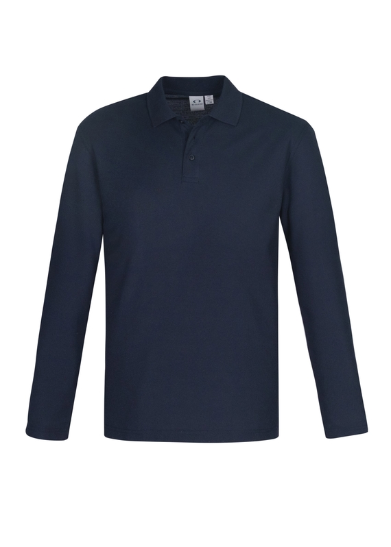 Crew Long Sleeve Poly/Cotton Polo Shirt - Men - Navy