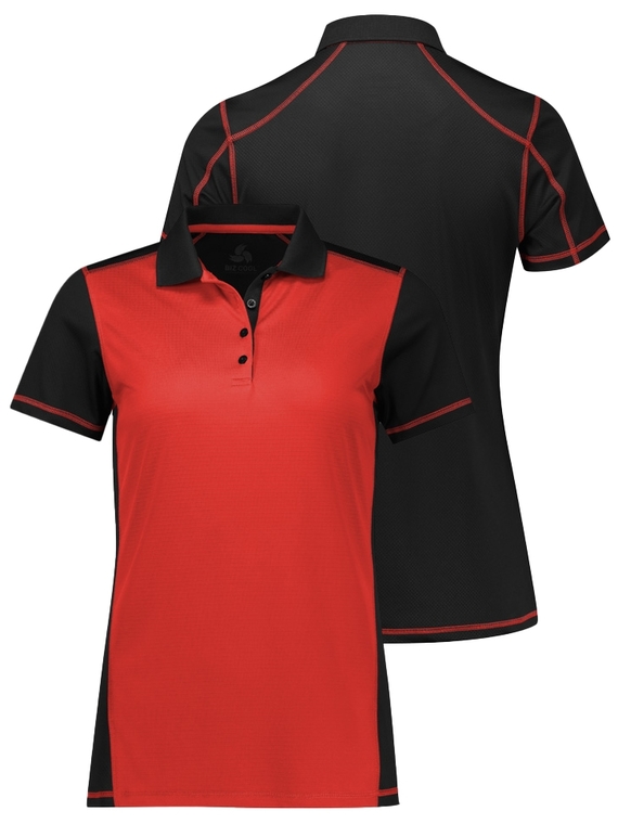 Dart Short Sleeve Polo Shirt - Women - Black/Red