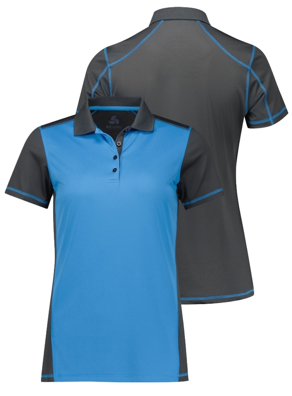 Dart Short Sleeve Polo Shirt - Women - Grey/Cyan