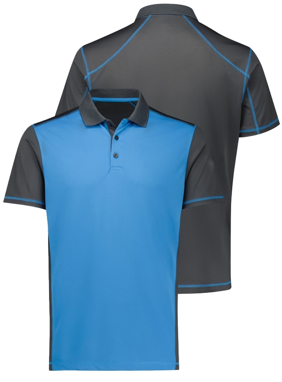 Dart Short Sleeve Polo Shirt - Men - Grey/Cyan