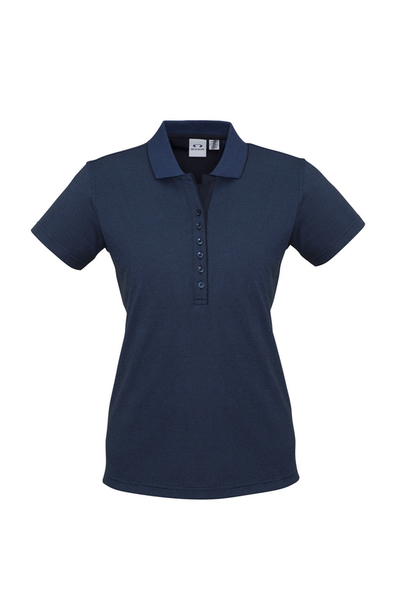 Shadow Cotton Blend Polo Shirt - Women - Carbon Blue